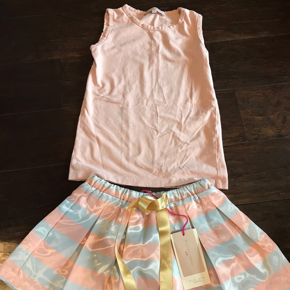 NWT Silvian Heach Kids Pink Top Skirt Size 5 Girl